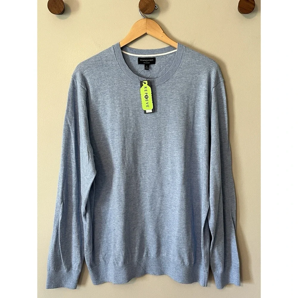 Banana Republic Factory Sweater Men's XL Eco‎ Repreve Recycled Pullover Blue NWT